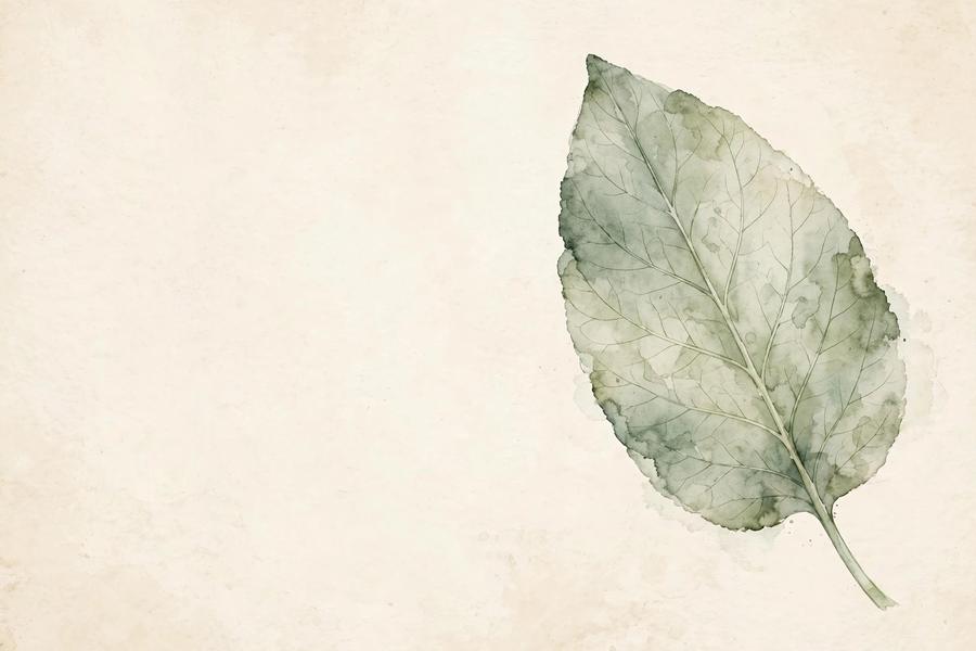 A single giant watercolor leaf